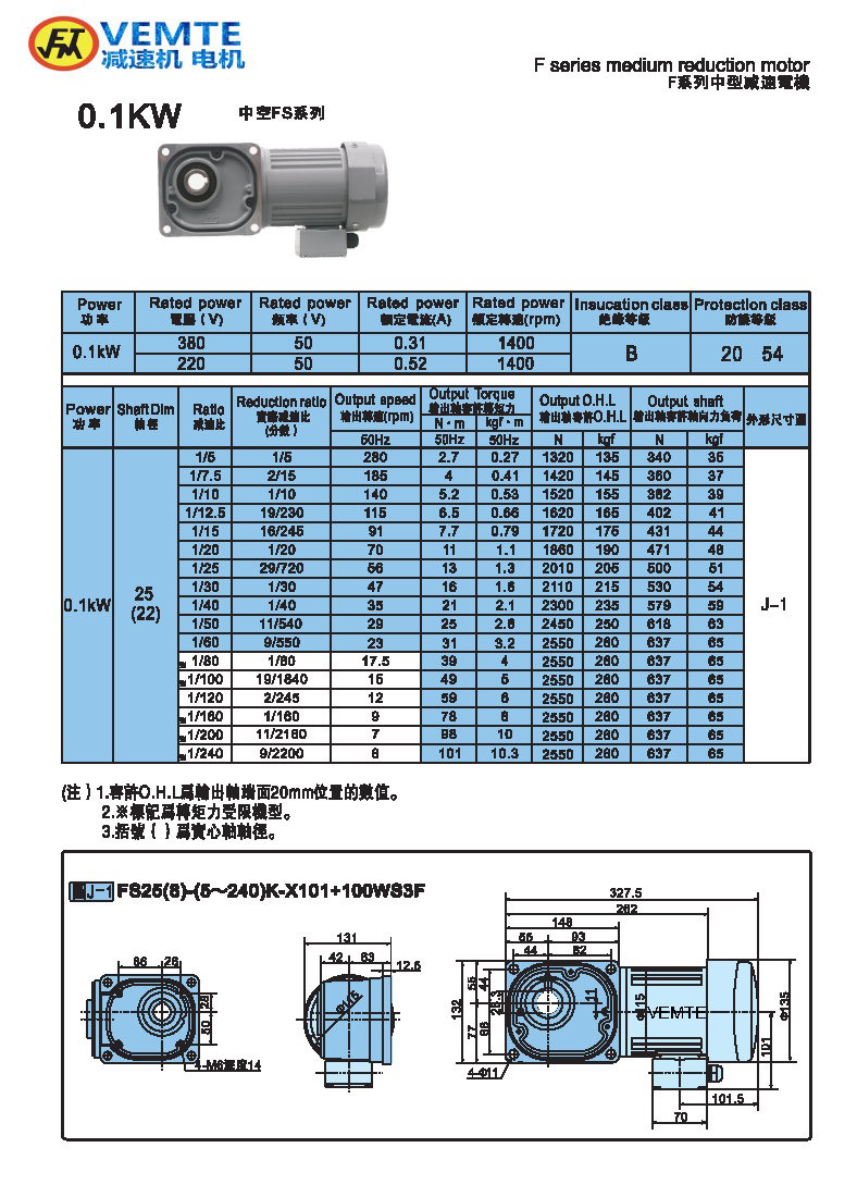 縮框型0.1KW-空心軸